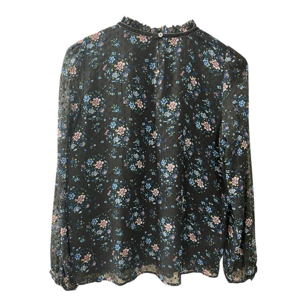 LOFT Bouquet Blouse with Velvet Trim Collar Size M - Picture 5 of 14